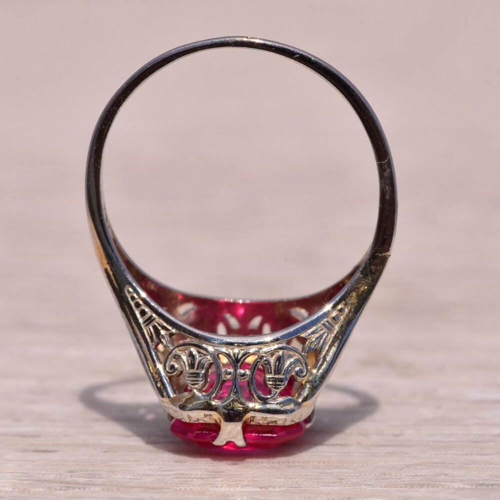 Lab Created Ruby Filigree Ring In White Gold - image 7